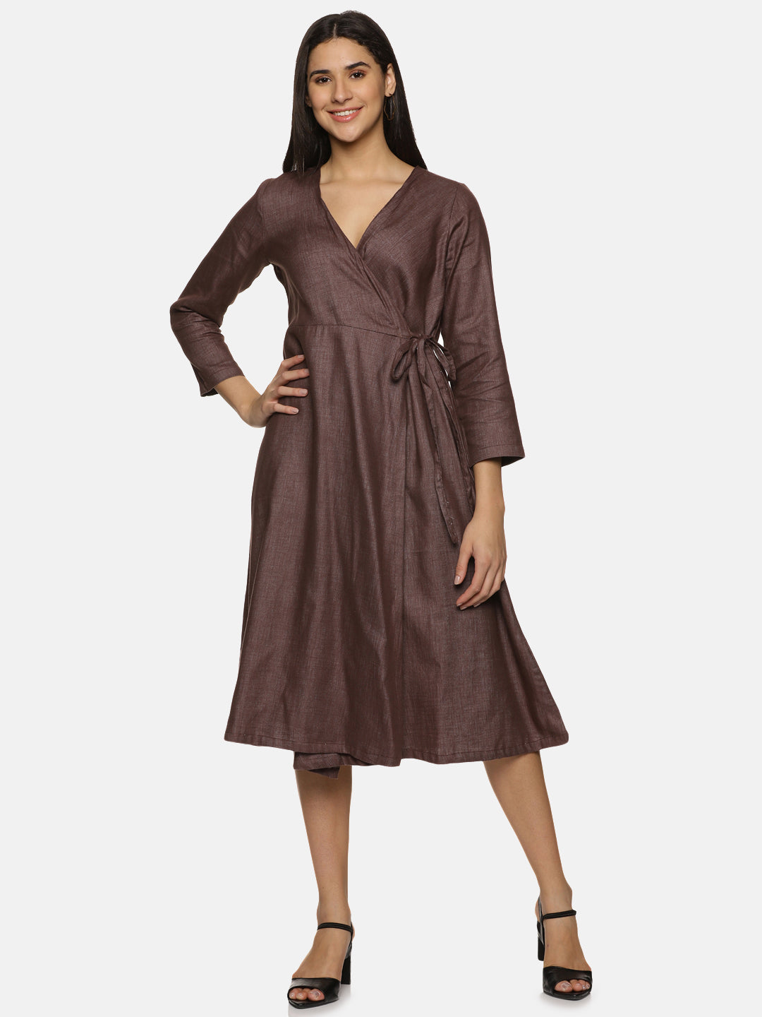 Dusty wine Cotton Wrap Dress