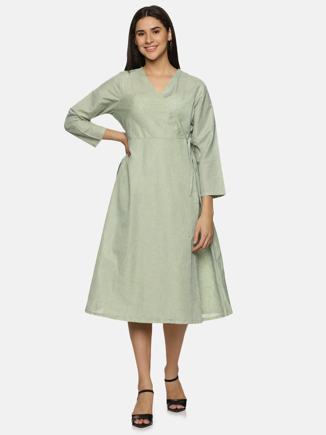 Mint Green cotton Cotton Wrap Dress