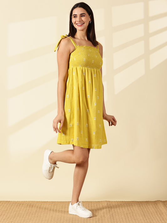 Blush Handwoven Tie-Strap Dress-Marigold