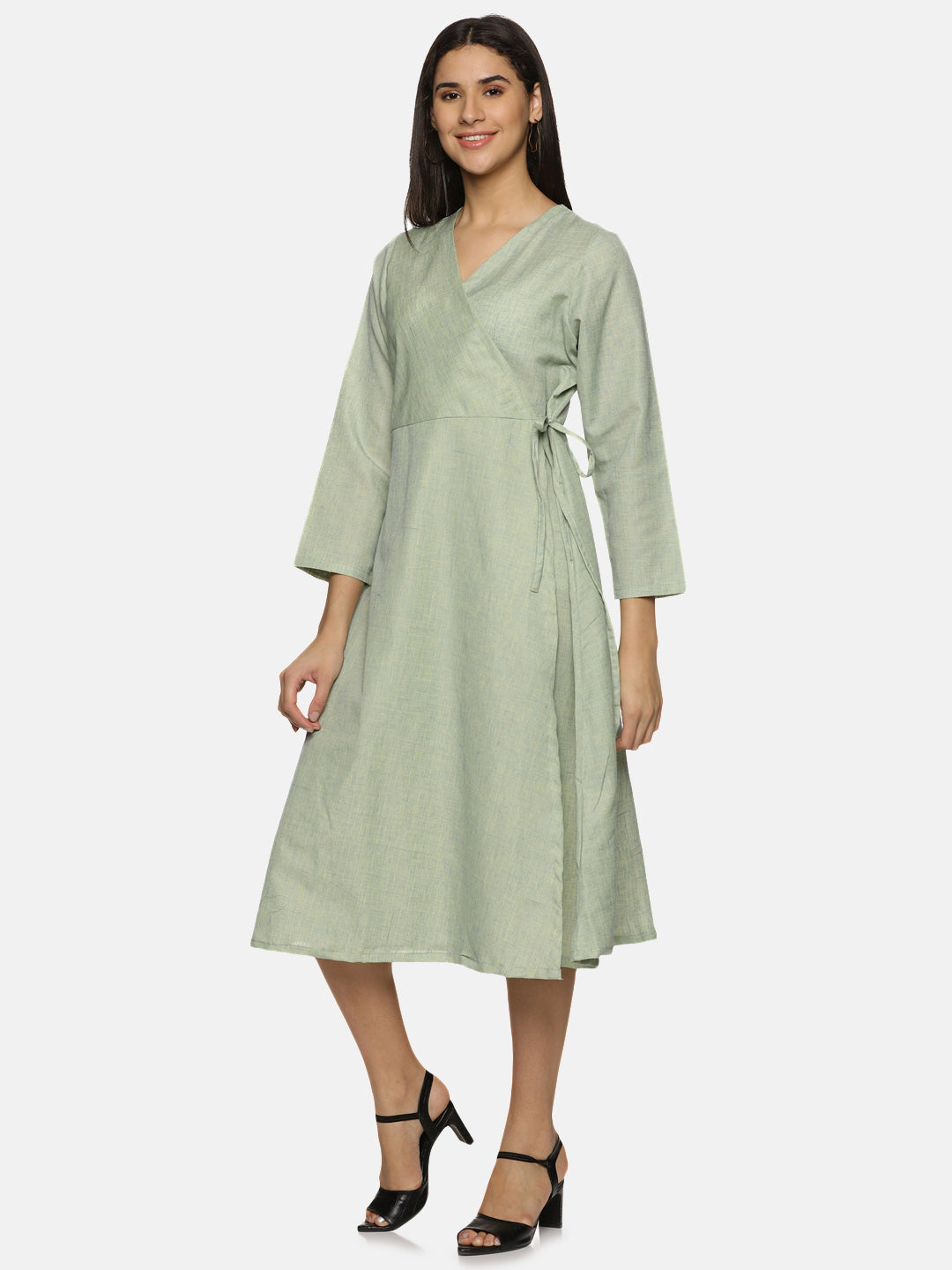 Mint Green cotton Cotton Wrap Dress