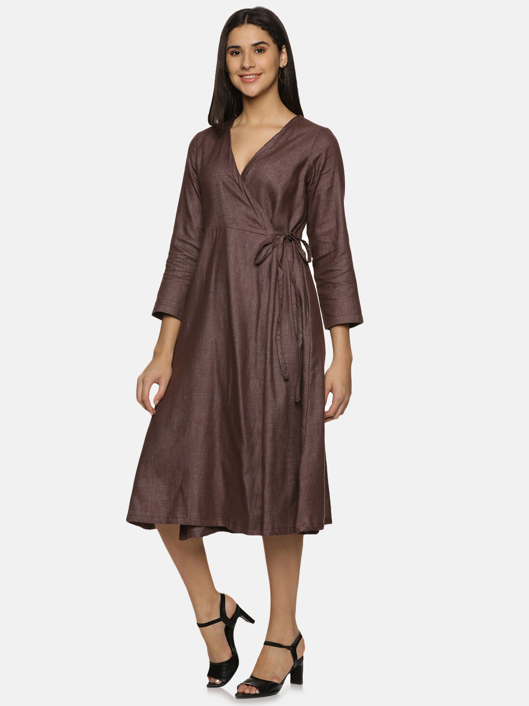 Dusty wine Cotton Wrap Dress