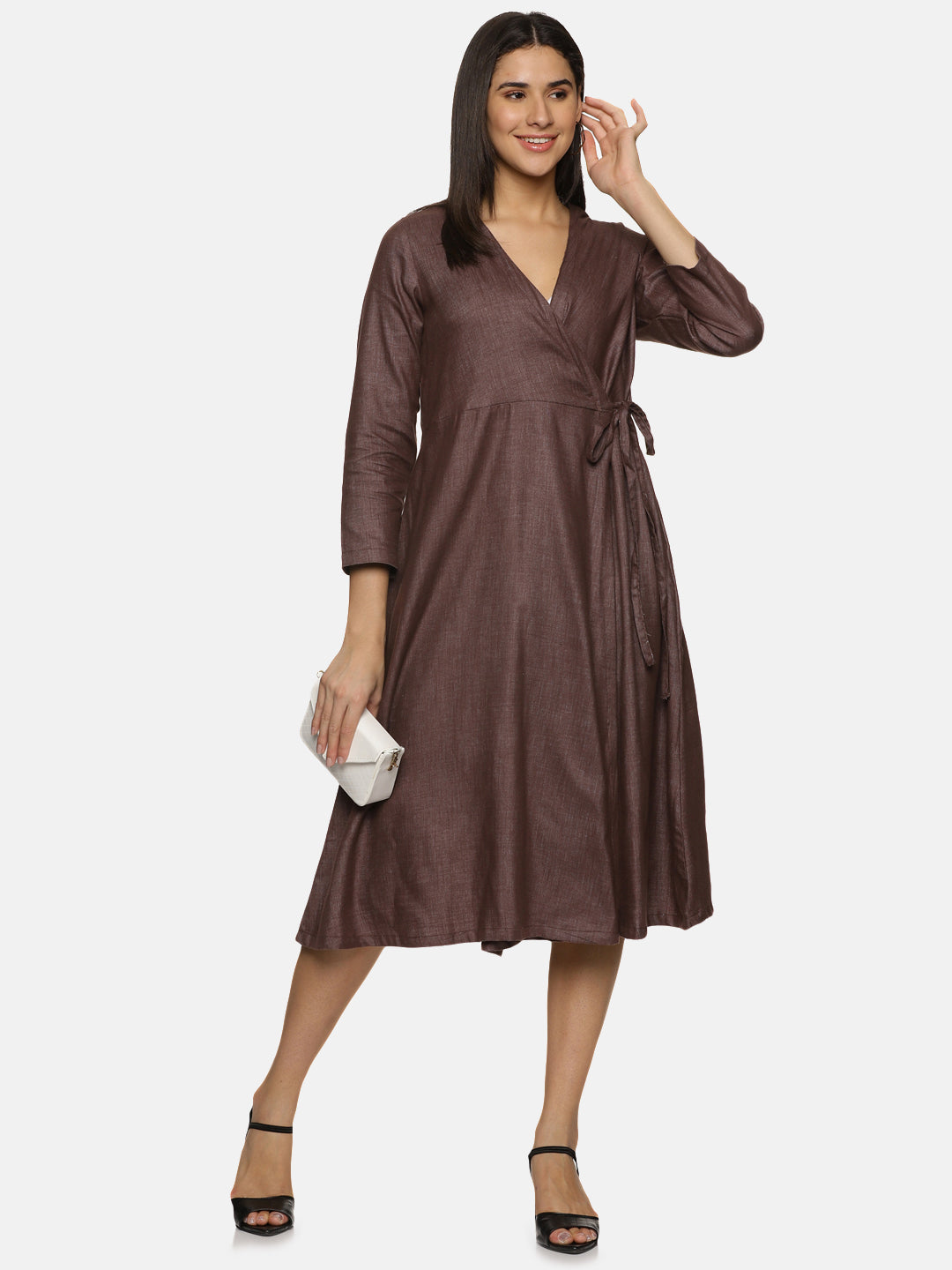 Dusty wine Cotton Wrap Dress