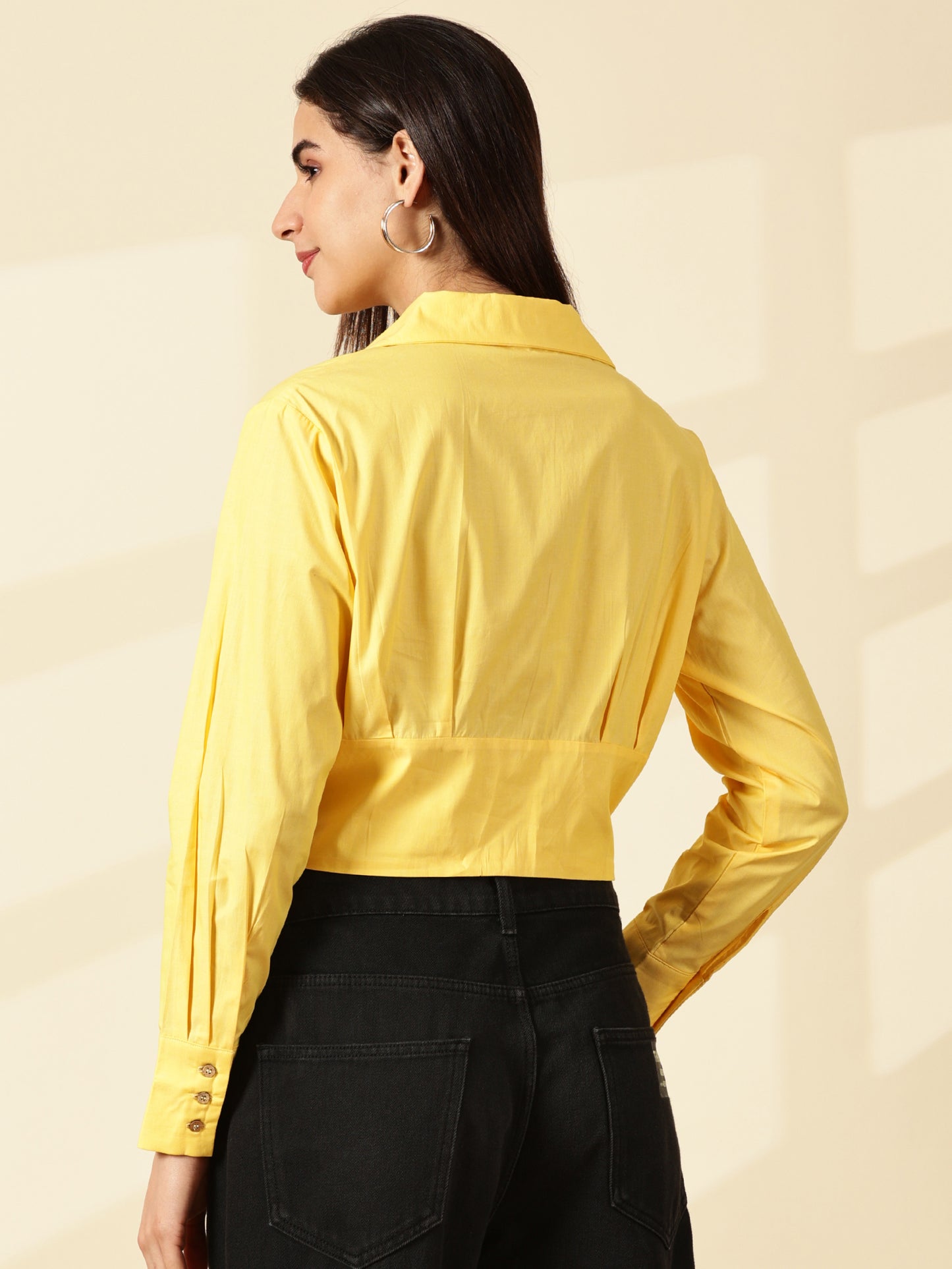 Butter yellow Spread Collar Shirt