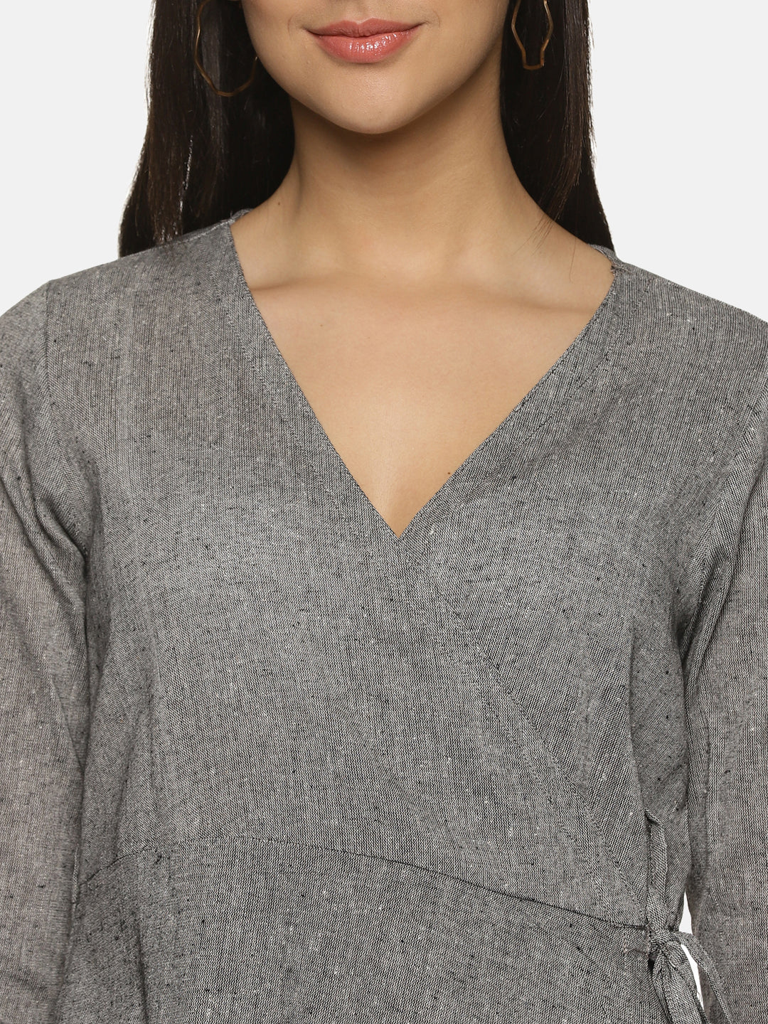 Grey Pure Khadi handloom Wrap Dress