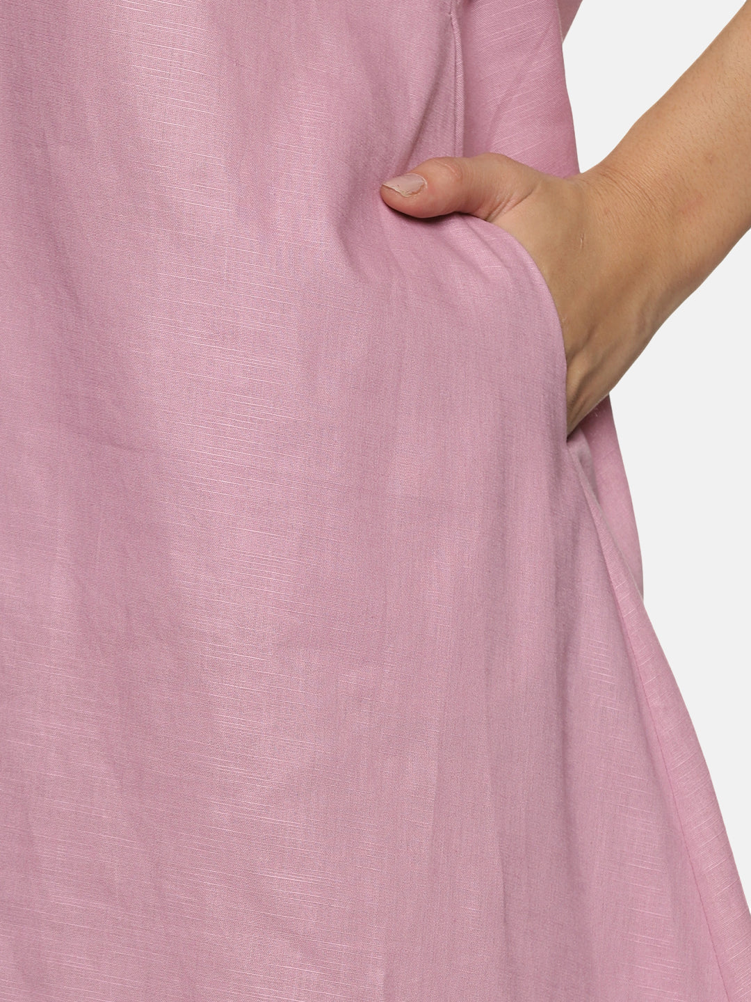Linen Cotton Simple sleeveless Straight cut Dusty pink Dress