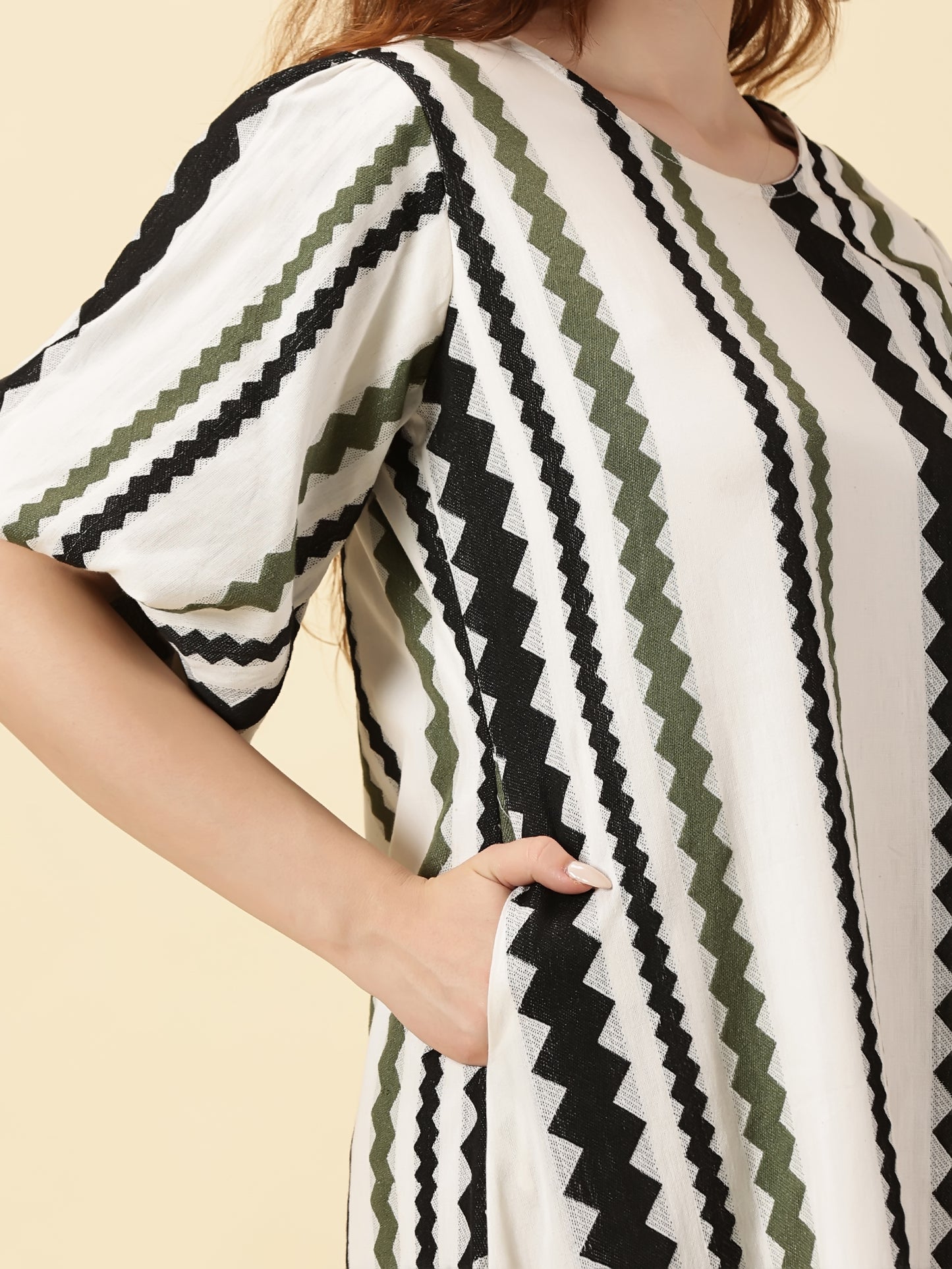 Cotton A-Line Midi Dress Handloom | Breathable Comfort | Everyday Style