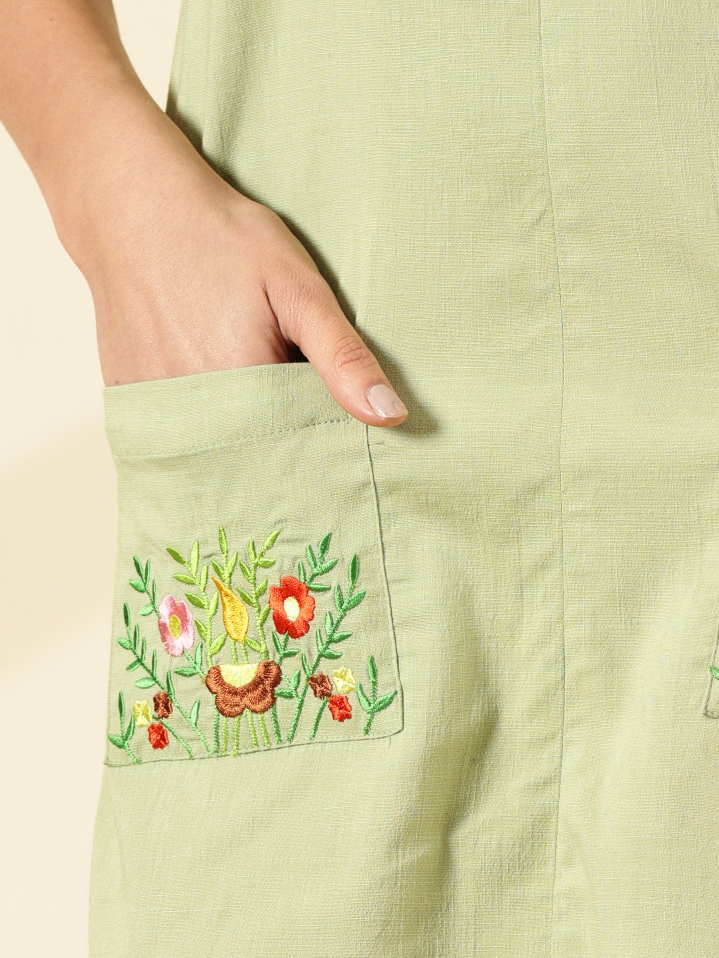 Sage Blossom Pocket Dress
