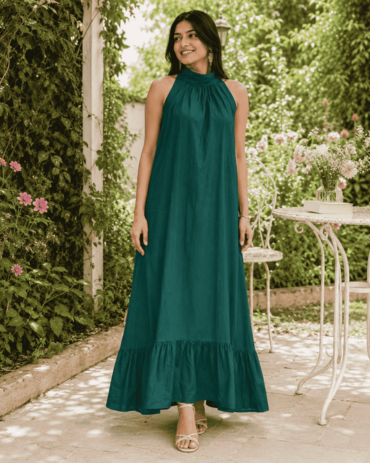 Emerald Grace Halter Maxi Dress