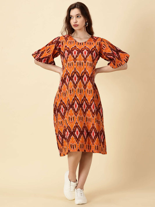 Ballon sleeve midi dress