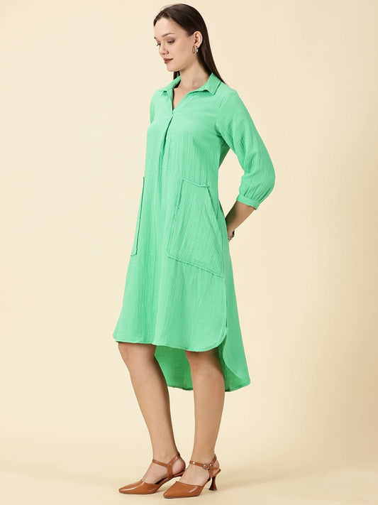 Summer Shirt Dress-Green