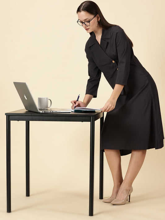 Cotton Lycra Blazer Dress-Grey