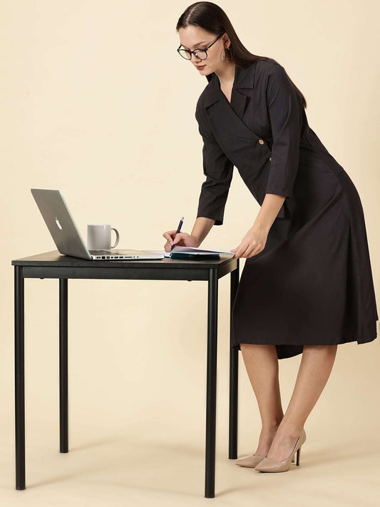 Cotton Lycra Blazer Dress-Grey
