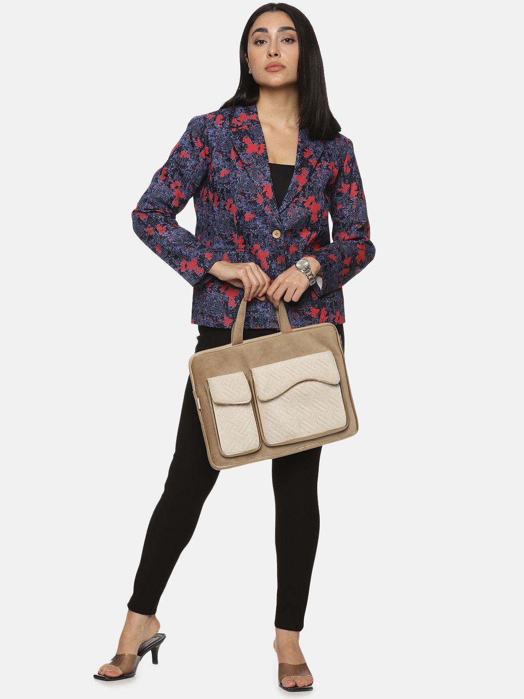 Blue Cotton Cambric Blazer: Casual Printed Elegance with Tailored Fit