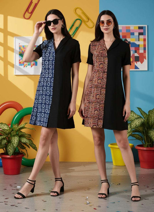 Kaya Half & Half Cotton Work Dress