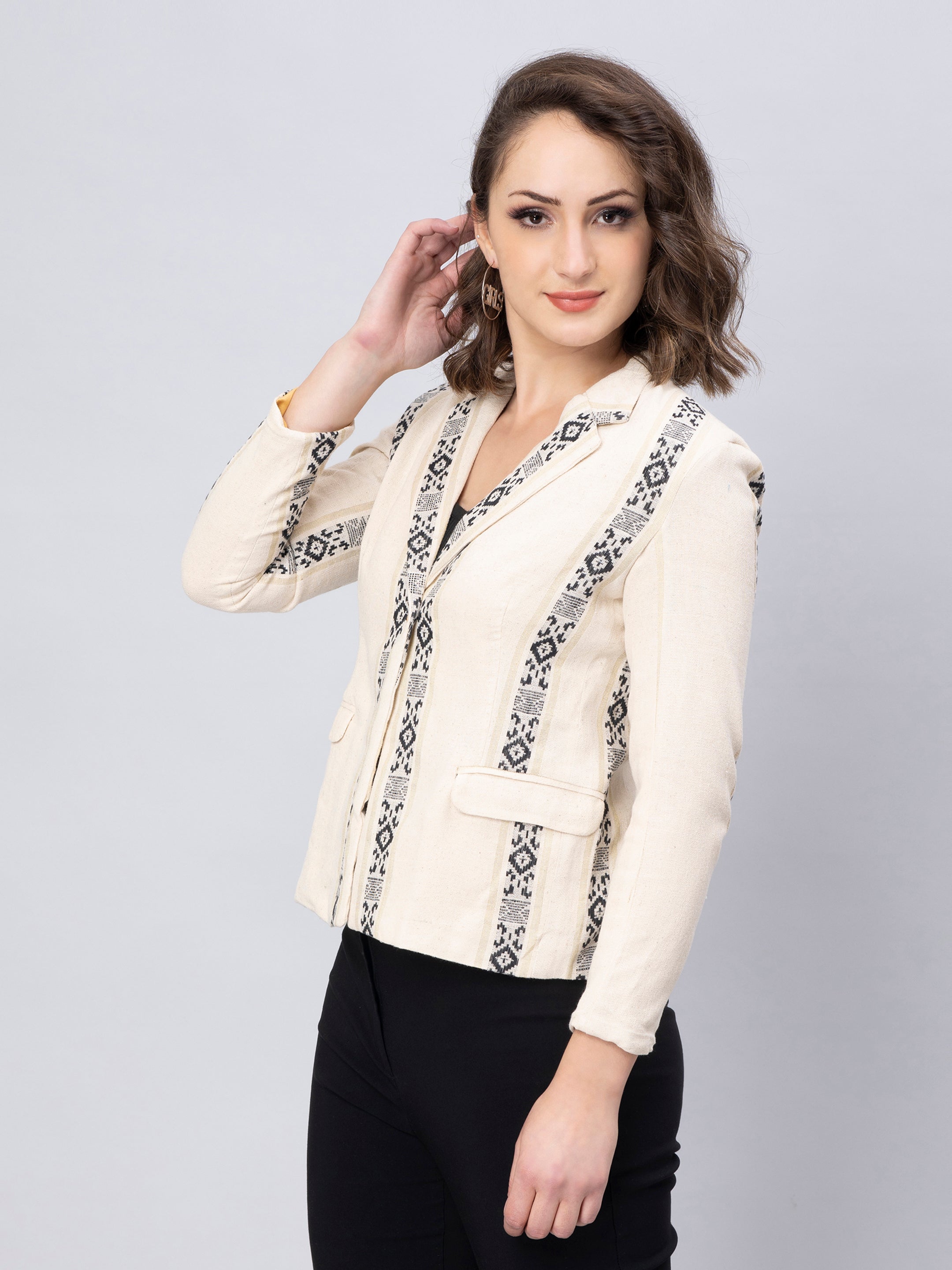 White on sale embroidered blazer