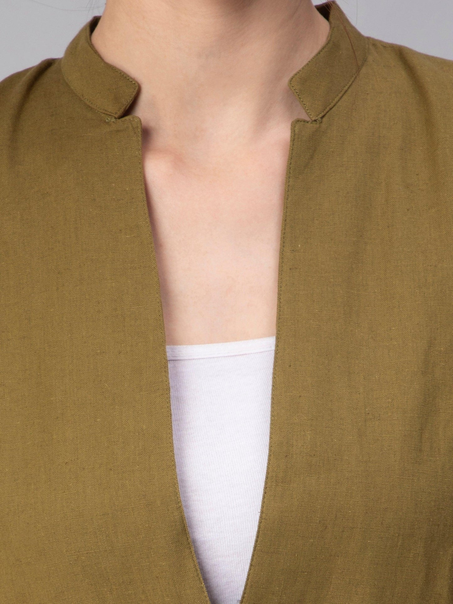 A zoomed version of Green Blazer In Pure Cotton, office outfits for women