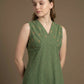 Indyvarna VEDA Handcrafted Cotton Dress- Moss Green
