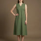 Indyvarna VEDA Handcrafted Cotton Dress- Moss Green