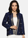 Open-Front Blazer-Blue