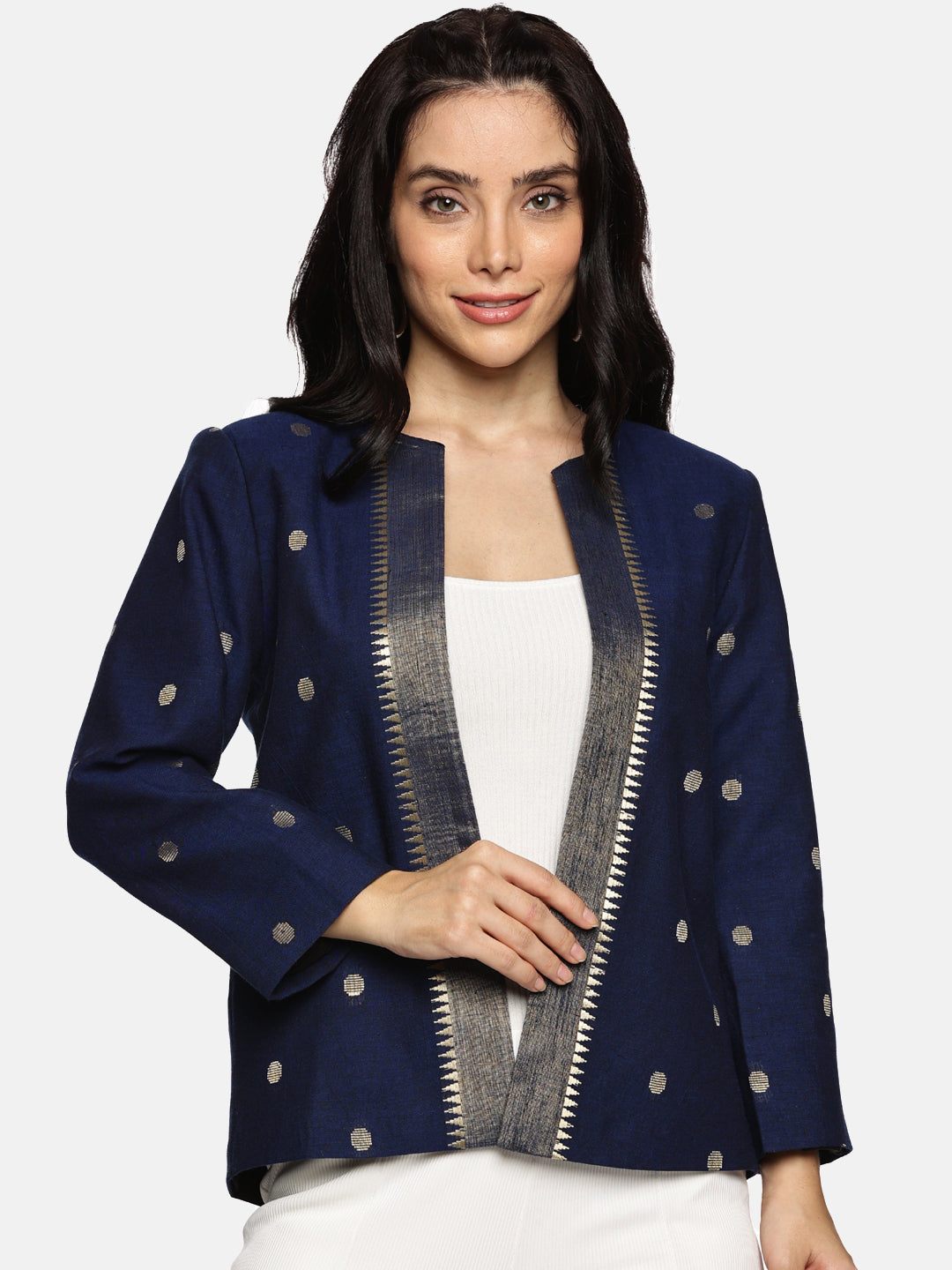 Open-Front Blazer-Blue