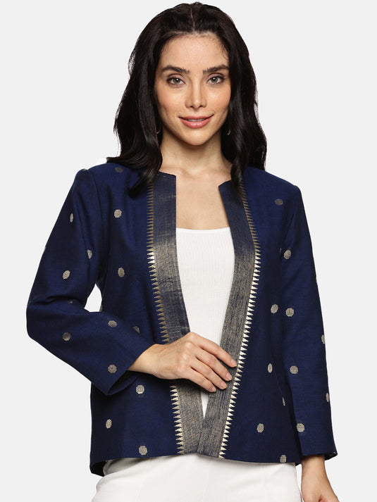 Printed Open-Front Blazer