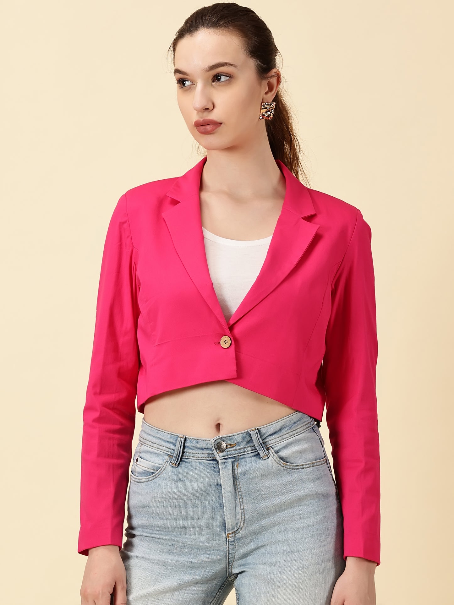 Fuchsia Cotton Crop Blazer Bold. Chic. Unapologetically You.
