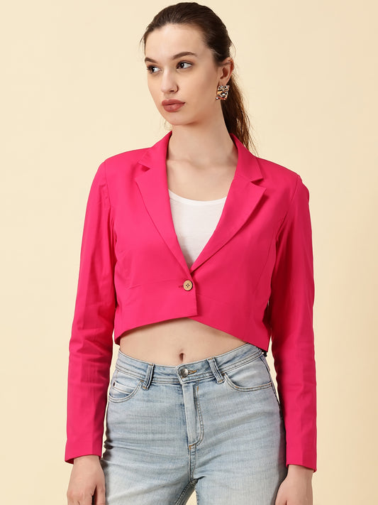Fuchsia Cotton Crop Blazer Bold. Chic. Unapologetically You.