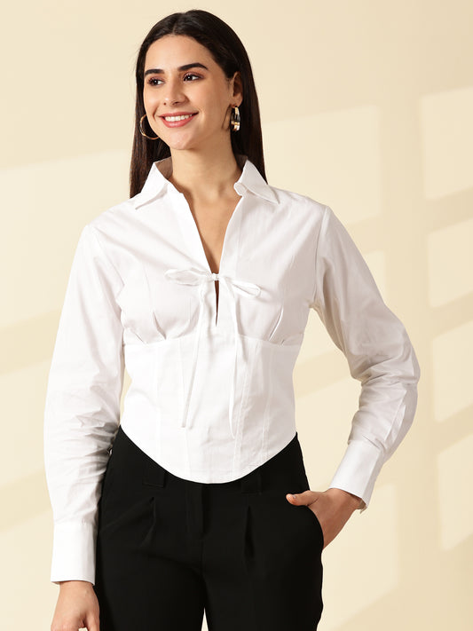 White Spread Collar Shirt