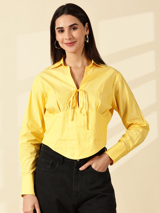 Butter yellow Spread Collar Shirt