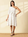 Selene One-Shoulder White Midi Dress