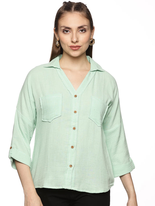 Mint Double Layered Trendy Cotton Top