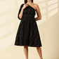 Selene One-Shoulder Black Midi Dress