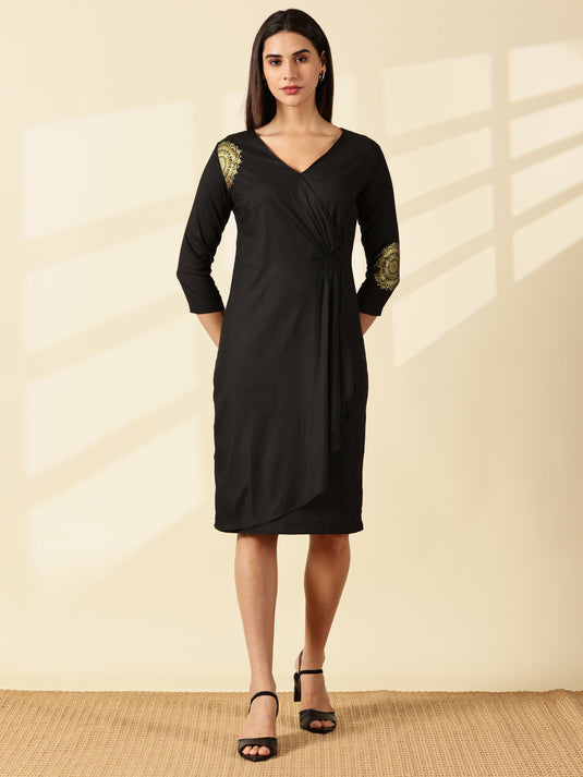 Black Mandala Workwear Dress