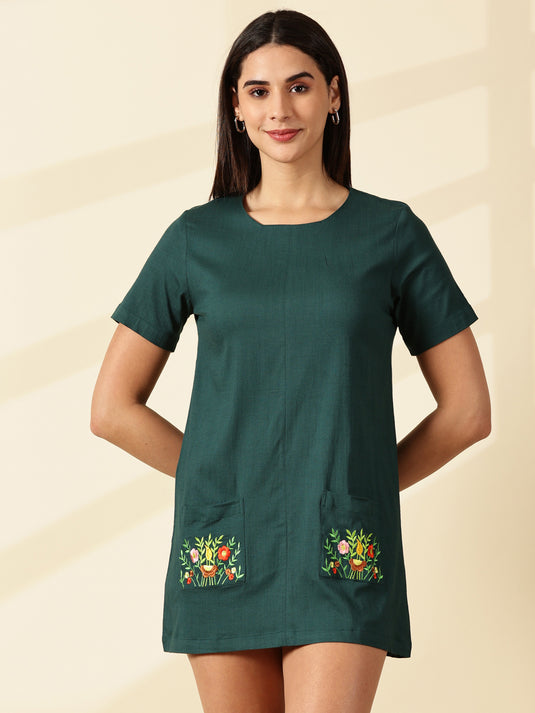 Sage Blossom Pocket Dress