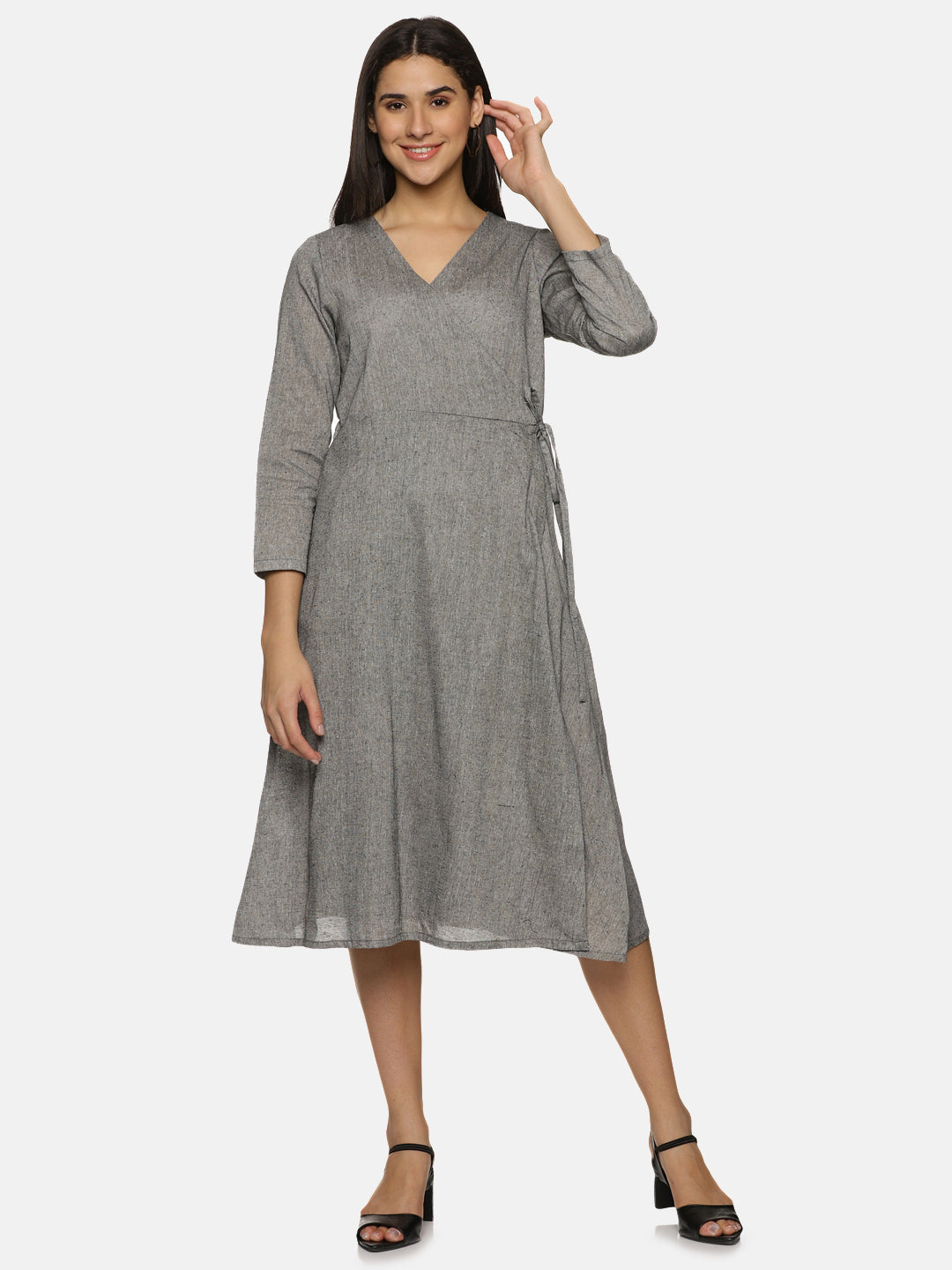 Grey Pure Khadi handloom Wrap Dress