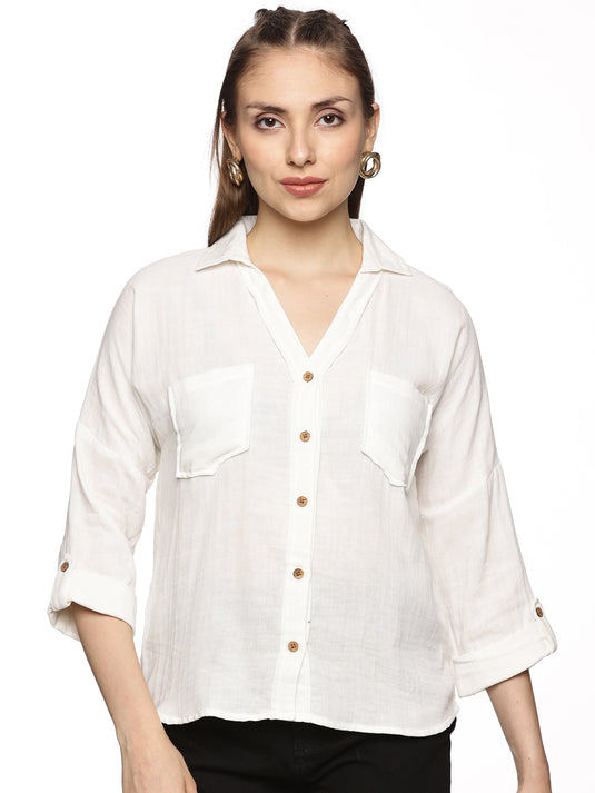 White Double Layered Trendy Cotton Top