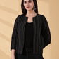 Midnight Classic Black Stripes-Open-Front Blazer-Handwoven Cotton  – Rekha Edit