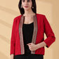 Festive Red Handwoven Cotton Open-Front Blazer – Rekha Edition
