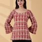 Indyvarna Disha Deep U-Back Cotton Kurti – Rose Red Kalamkari