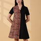 Kaya Half & Half Cotton Work Dress – Kalamkari & Black