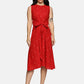 Polka Dot Handwoven A-Line Dress-Red