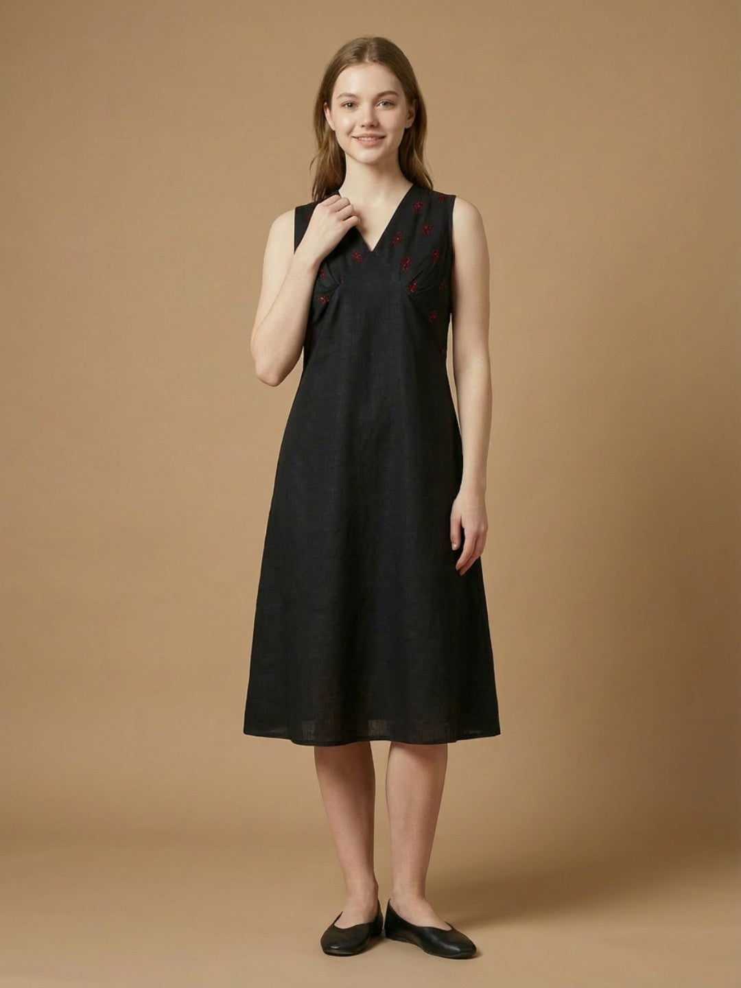 Indyvarna VEDA Handcrafted Cotton Dress- Black