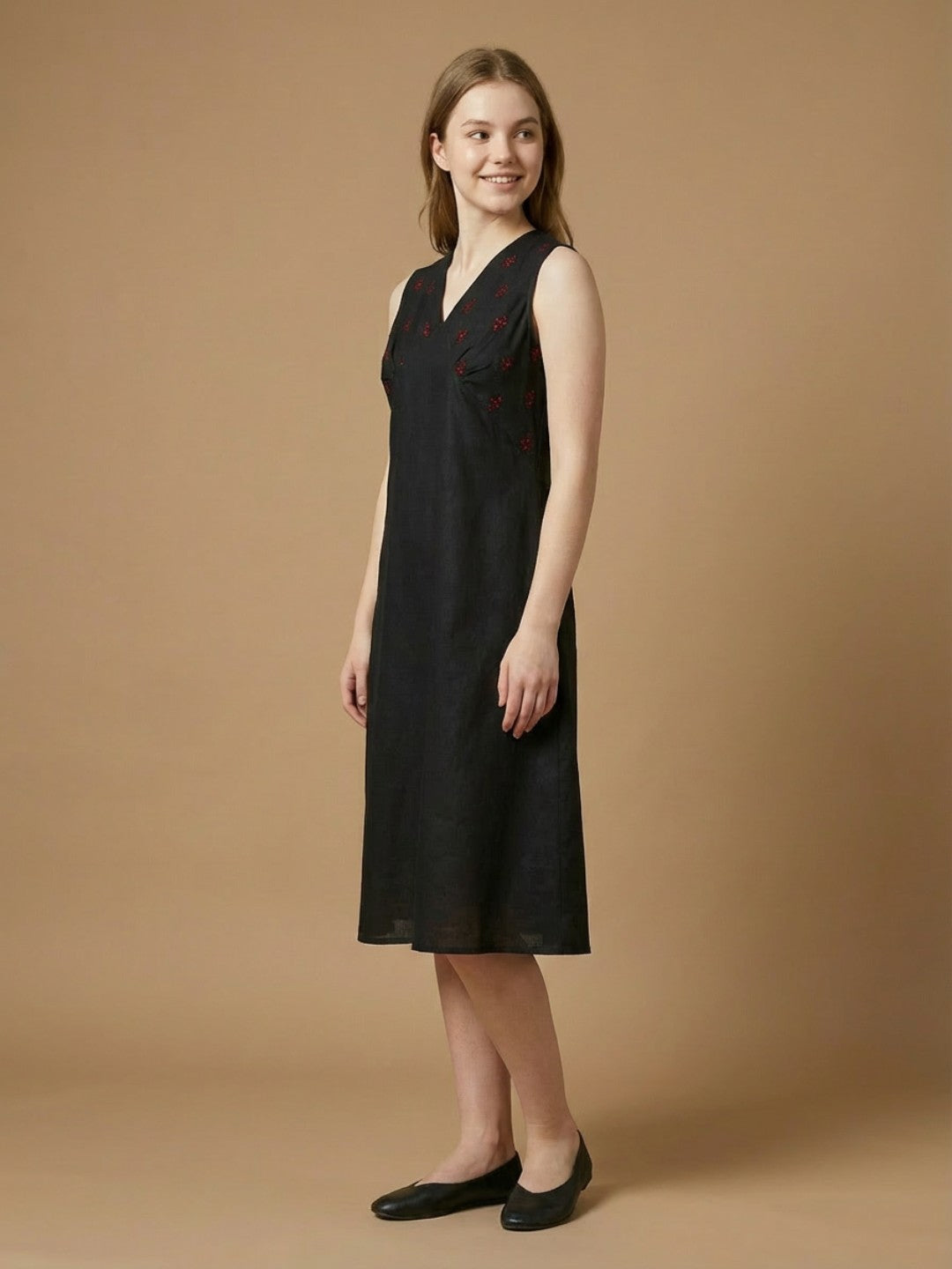 Indyvarna VEDA Handcrafted Cotton Dress- Black