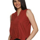 A beautiful picture of Linen Cotton Sleeveless Top - Rust Orange, womens workwear