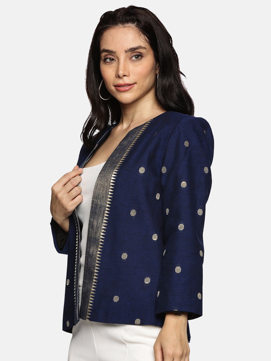 Open-Front Blazer-Blue
