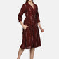Shirt Collar A-Line Dress- Maroon