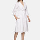 A Line Linen Button Lapel Dress-White