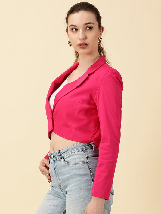 Fuchsia Cotton Crop Blazer Bold. Chic. Unapologetically You.