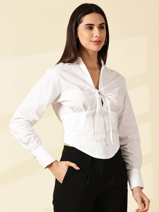 White Spread Collar Shirt