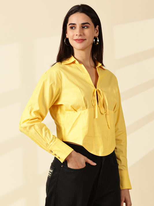 Butter yellow Spread Collar Shirt
